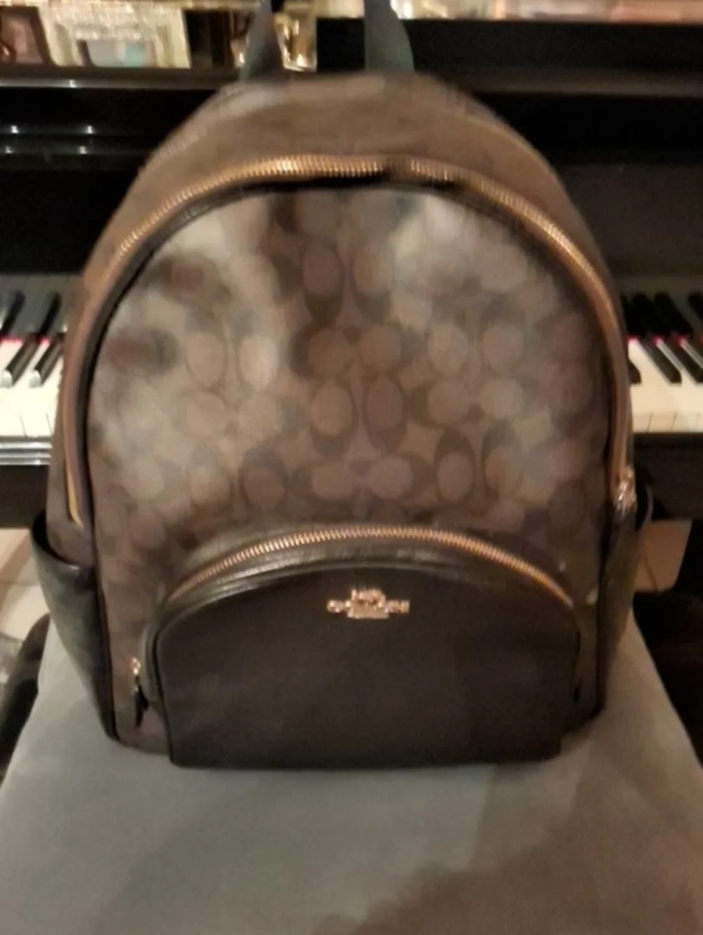 Coach Signature Canvas Backpack in Brown and Black